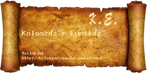 Koloszár Euniké névjegykártya